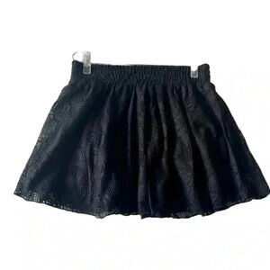 Black double layer skater skirt with Elastic waist color black